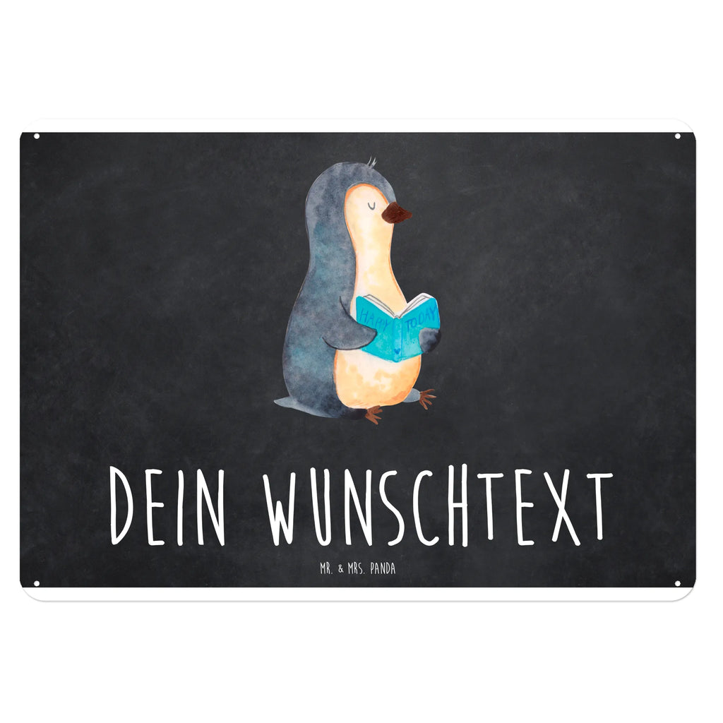 Personalisiertes Blechschild Pinguin Buch Blechschild, Metallschild, Geschenk Schild, Schild, Magnet-Metall-Schild, Deko Schild, Wandschild, Wand-Dekoration, Türschild, Pinguin, Pinguine, Buch, Lesen, Bücherwurm, Nichtstun, Faulenzen, Ferien, Urlaub, Freizeit