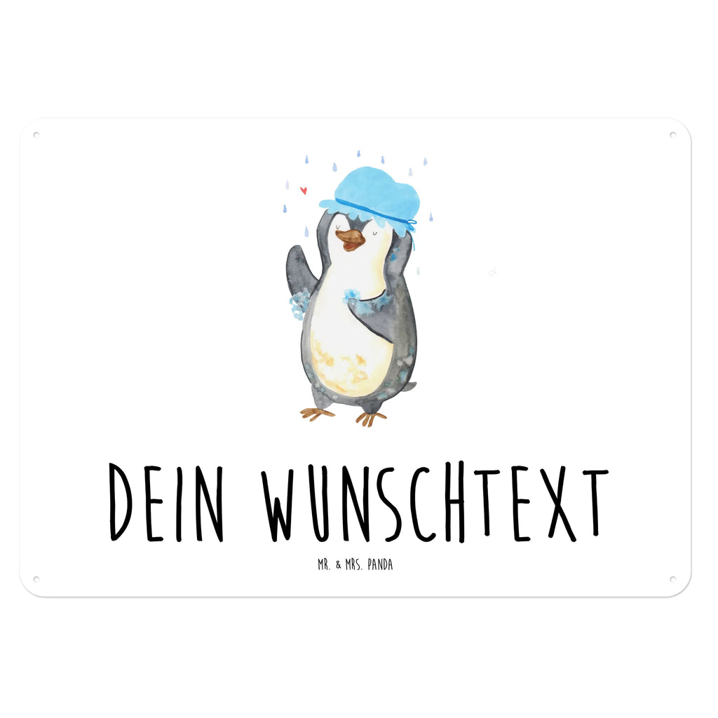 Personalisiertes Blechschild Pinguin Duschen Blechschild, Metallschild, Geschenk Schild, Schild, Magnet-Metall-Schild, Deko Schild, Wandschild, Wand-Dekoration, Türschild, Pinguin, Pinguine, Dusche, duschen, Lebensmotto, Motivation, Neustart, Neuanfang, glücklich sein