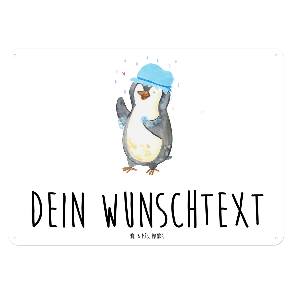 Personalisiertes Blechschild Pinguin Duschen Blechschild, Metallschild, Geschenk Schild, Schild, Magnet-Metall-Schild, Deko Schild, Wandschild, Wand-Dekoration, Türschild, Pinguin, Pinguine, Dusche, duschen, Lebensmotto, Motivation, Neustart, Neuanfang, glücklich sein