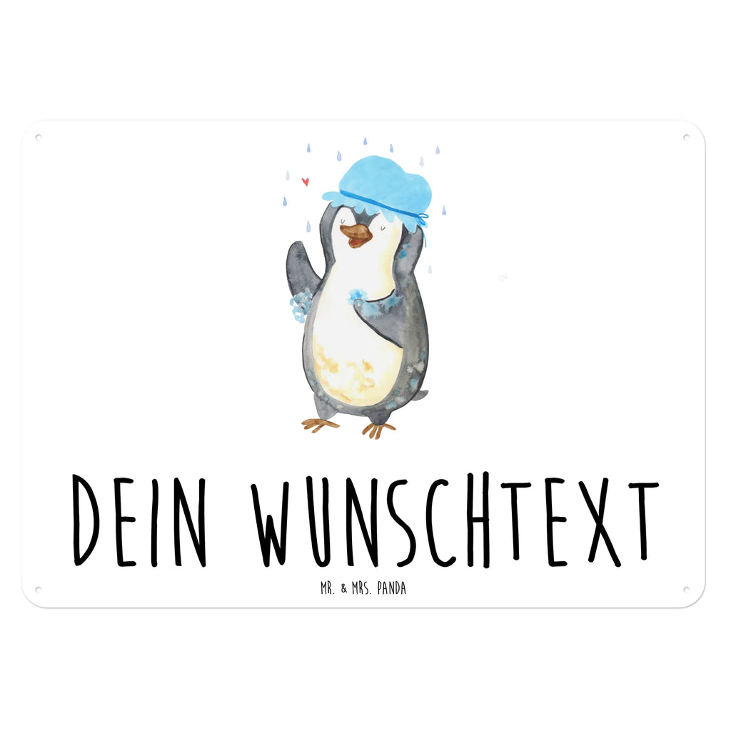 Personalisiertes Blechschild Pinguin Duschen Blechschild, Metallschild, Geschenk Schild, Schild, Magnet-Metall-Schild, Deko Schild, Wandschild, Wand-Dekoration, Türschild, Pinguin, Pinguine, Dusche, duschen, Lebensmotto, Motivation, Neustart, Neuanfang, glücklich sein