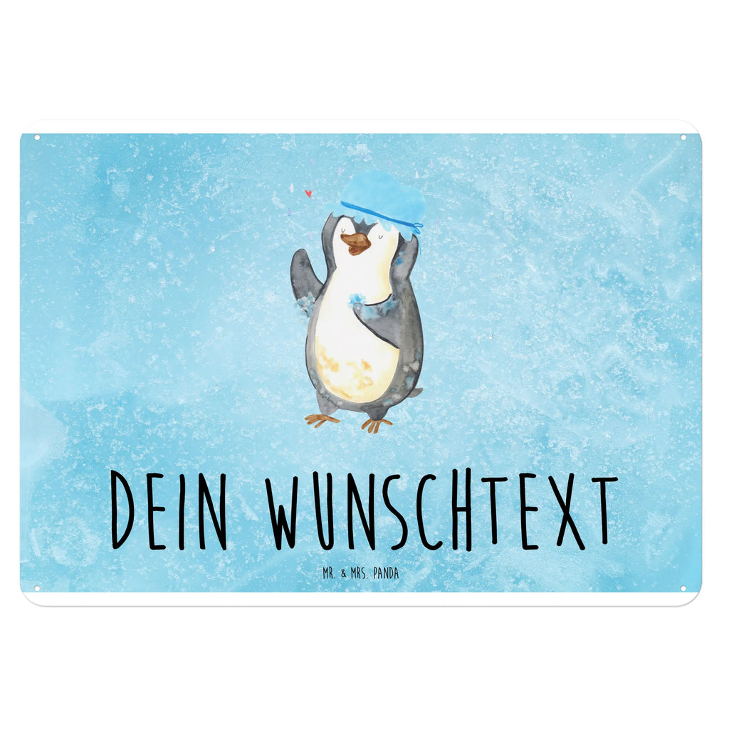 Personalisiertes Blechschild Pinguin Duschen Blechschild, Metallschild, Geschenk Schild, Schild, Magnet-Metall-Schild, Deko Schild, Wandschild, Wand-Dekoration, Türschild, Pinguin, Pinguine, Dusche, duschen, Lebensmotto, Motivation, Neustart, Neuanfang, glücklich sein