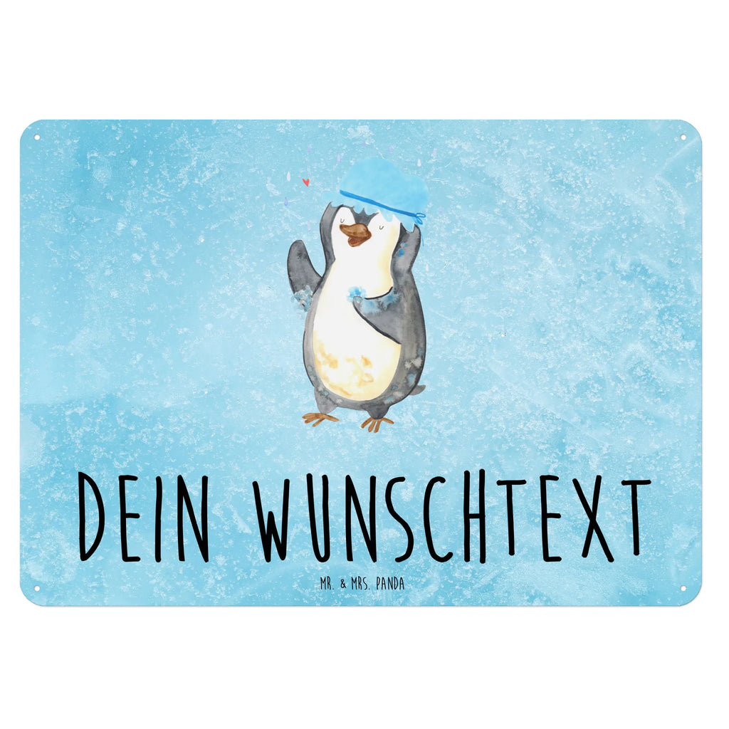 Personalisiertes Blechschild Pinguin Duschen Blechschild, Metallschild, Geschenk Schild, Schild, Magnet-Metall-Schild, Deko Schild, Wandschild, Wand-Dekoration, Türschild, Pinguin, Pinguine, Dusche, duschen, Lebensmotto, Motivation, Neustart, Neuanfang, glücklich sein