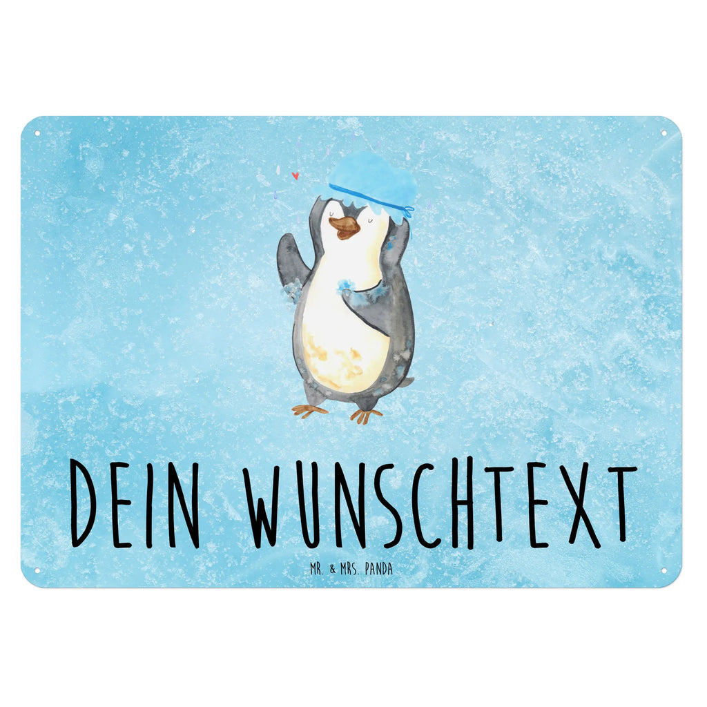 Personalisiertes Blechschild Pinguin Duschen Blechschild, Metallschild, Geschenk Schild, Schild, Magnet-Metall-Schild, Deko Schild, Wandschild, Wand-Dekoration, Türschild, Pinguin, Pinguine, Dusche, duschen, Lebensmotto, Motivation, Neustart, Neuanfang, glücklich sein