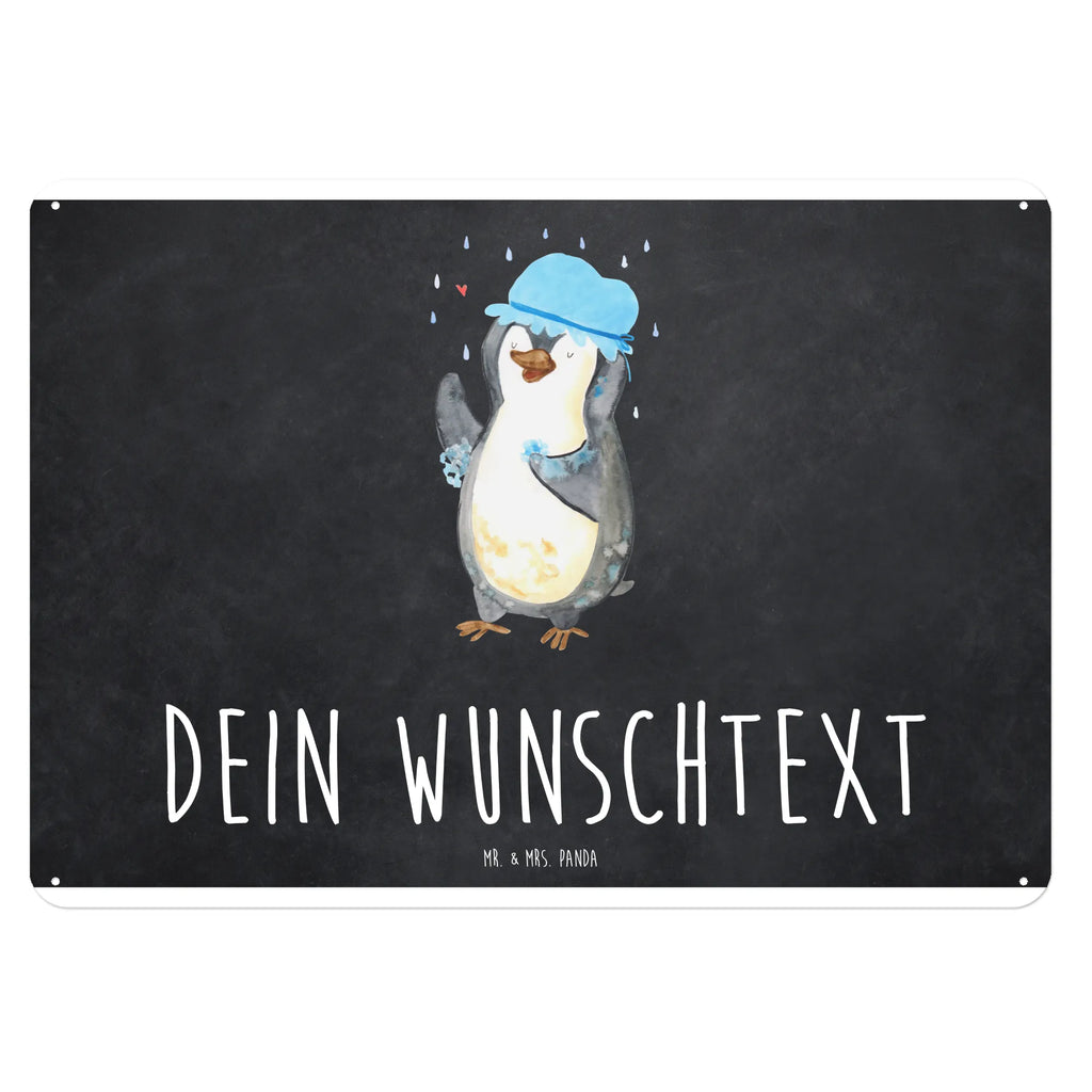 Personalisiertes Blechschild Pinguin Duschen Blechschild, Metallschild, Geschenk Schild, Schild, Magnet-Metall-Schild, Deko Schild, Wandschild, Wand-Dekoration, Türschild, Pinguin, Pinguine, Dusche, duschen, Lebensmotto, Motivation, Neustart, Neuanfang, glücklich sein