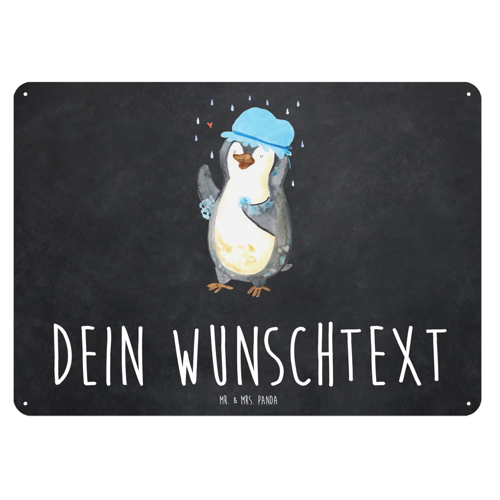 Personalisiertes Blechschild Pinguin Duschen Blechschild, Metallschild, Geschenk Schild, Schild, Magnet-Metall-Schild, Deko Schild, Wandschild, Wand-Dekoration, Türschild, Pinguin, Pinguine, Dusche, duschen, Lebensmotto, Motivation, Neustart, Neuanfang, glücklich sein