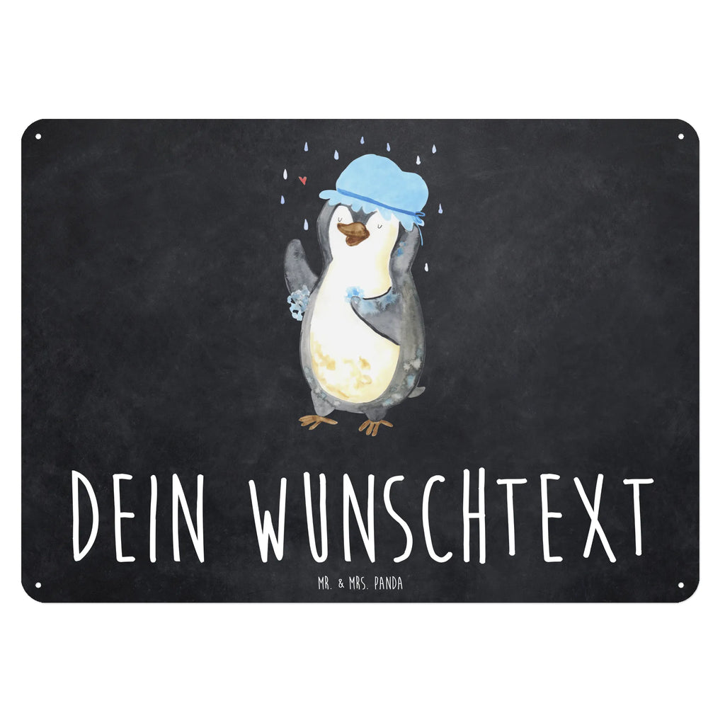 Personalisiertes Blechschild Pinguin Duschen Blechschild, Metallschild, Geschenk Schild, Schild, Magnet-Metall-Schild, Deko Schild, Wandschild, Wand-Dekoration, Türschild, Pinguin, Pinguine, Dusche, duschen, Lebensmotto, Motivation, Neustart, Neuanfang, glücklich sein