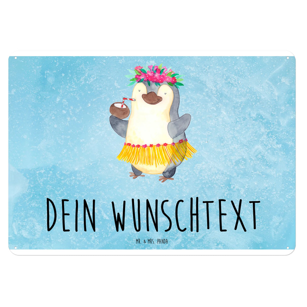 Personalisiertes Blechschild Pinguin Kokosnuss Blechschild, Metallschild, Geschenk Schild, Schild, Magnet-Metall-Schild, Deko Schild, Wandschild, Wand-Dekoration, Türschild, Pinguin, Aloha, Hawaii, Urlaub, Kokosnuss, Pinguine