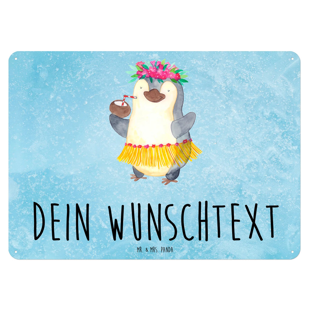 Personalisiertes Blechschild Pinguin Kokosnuss Blechschild, Metallschild, Geschenk Schild, Schild, Magnet-Metall-Schild, Deko Schild, Wandschild, Wand-Dekoration, Türschild, Pinguin, Aloha, Hawaii, Urlaub, Kokosnuss, Pinguine