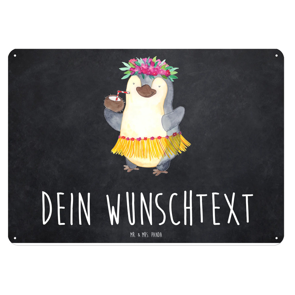 Personalisiertes Blechschild Pinguin Kokosnuss Blechschild, Metallschild, Geschenk Schild, Schild, Magnet-Metall-Schild, Deko Schild, Wandschild, Wand-Dekoration, Türschild, Pinguin, Aloha, Hawaii, Urlaub, Kokosnuss, Pinguine