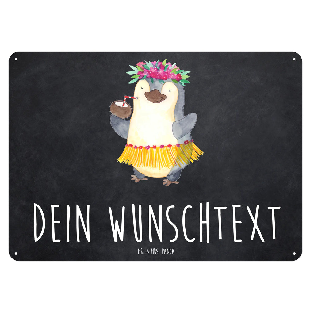 Personalisiertes Blechschild Pinguin Kokosnuss Blechschild, Metallschild, Geschenk Schild, Schild, Magnet-Metall-Schild, Deko Schild, Wandschild, Wand-Dekoration, Türschild, Pinguin, Aloha, Hawaii, Urlaub, Kokosnuss, Pinguine