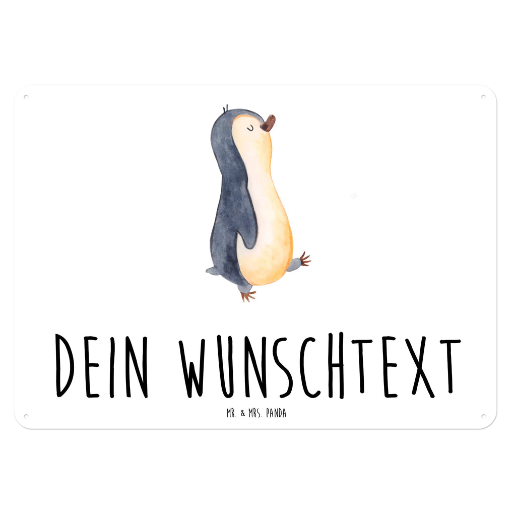 Personalisiertes Blechschild Pinguin marschierend Blechschild, Metallschild, Geschenk Schild, Schild, Magnet-Metall-Schild, Deko Schild, Wandschild, Wand-Dekoration, Türschild, Pinguin, Pinguine, Frühaufsteher, Langschläfer, Bruder, Schwester, Familie