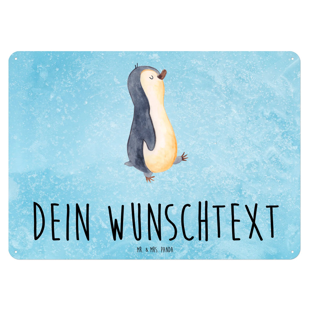 Personalisiertes Blechschild Pinguin marschierend Blechschild, Metallschild, Geschenk Schild, Schild, Magnet-Metall-Schild, Deko Schild, Wandschild, Wand-Dekoration, Türschild, Pinguin, Pinguine, Frühaufsteher, Langschläfer, Bruder, Schwester, Familie