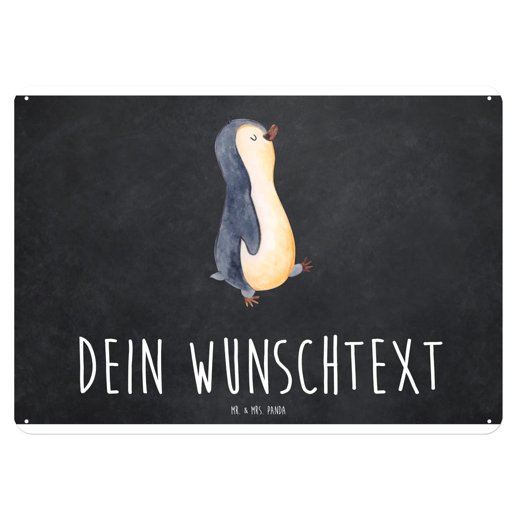 Personalisiertes Blechschild Pinguin marschierend Blechschild, Metallschild, Geschenk Schild, Schild, Magnet-Metall-Schild, Deko Schild, Wandschild, Wand-Dekoration, Türschild, Pinguin, Pinguine, Frühaufsteher, Langschläfer, Bruder, Schwester, Familie