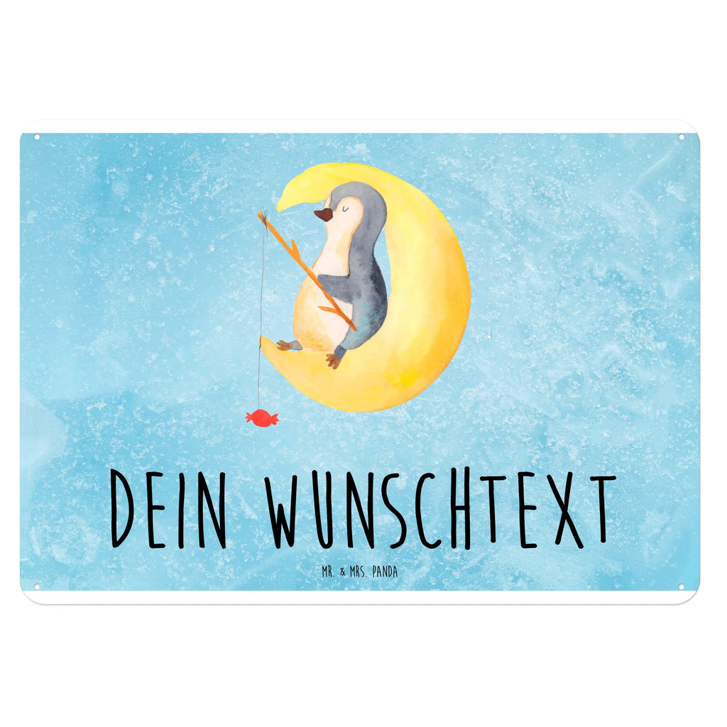 Personalisiertes Blechschild Pinguin Mond Blechschild, Metallschild, Geschenk Schild, Schild, Magnet-Metall-Schild, Deko Schild, Wandschild, Wand-Dekoration, Türschild, Pinguin, Pinguine, Spruch, schlafen, Nachtruhe, Einschlafen, Schlafzimmer, Schlafstörungen, Gästezimmer