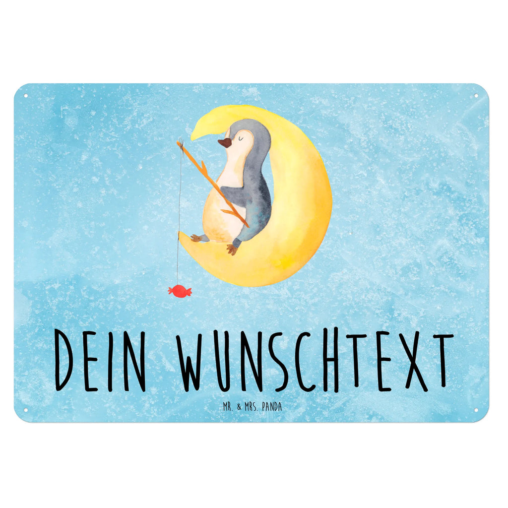 Personalisiertes Blechschild Pinguin Mond Blechschild, Metallschild, Geschenk Schild, Schild, Magnet-Metall-Schild, Deko Schild, Wandschild, Wand-Dekoration, Türschild, Pinguin, Pinguine, Spruch, schlafen, Nachtruhe, Einschlafen, Schlafzimmer, Schlafstörungen, Gästezimmer