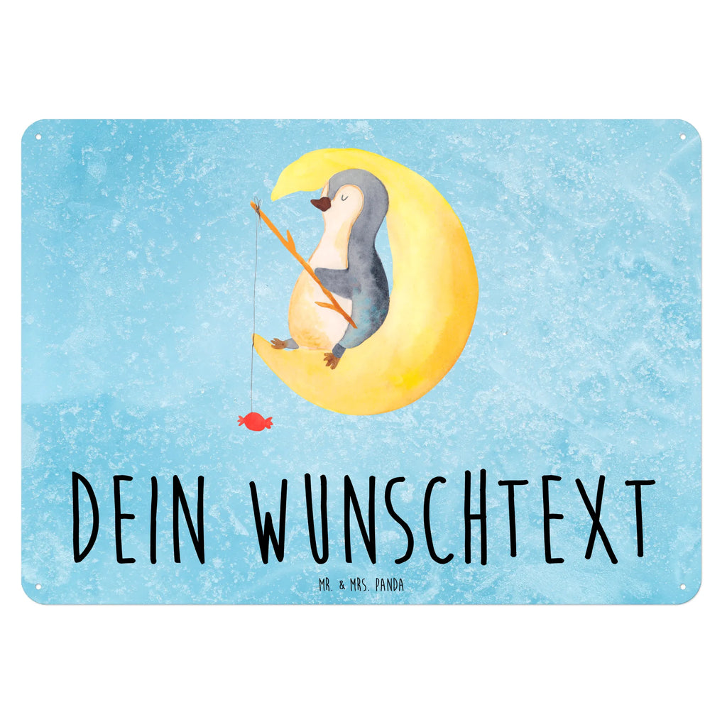 Personalisiertes Blechschild Pinguin Mond Blechschild, Metallschild, Geschenk Schild, Schild, Magnet-Metall-Schild, Deko Schild, Wandschild, Wand-Dekoration, Türschild, Pinguin, Pinguine, Spruch, schlafen, Nachtruhe, Einschlafen, Schlafzimmer, Schlafstörungen, Gästezimmer