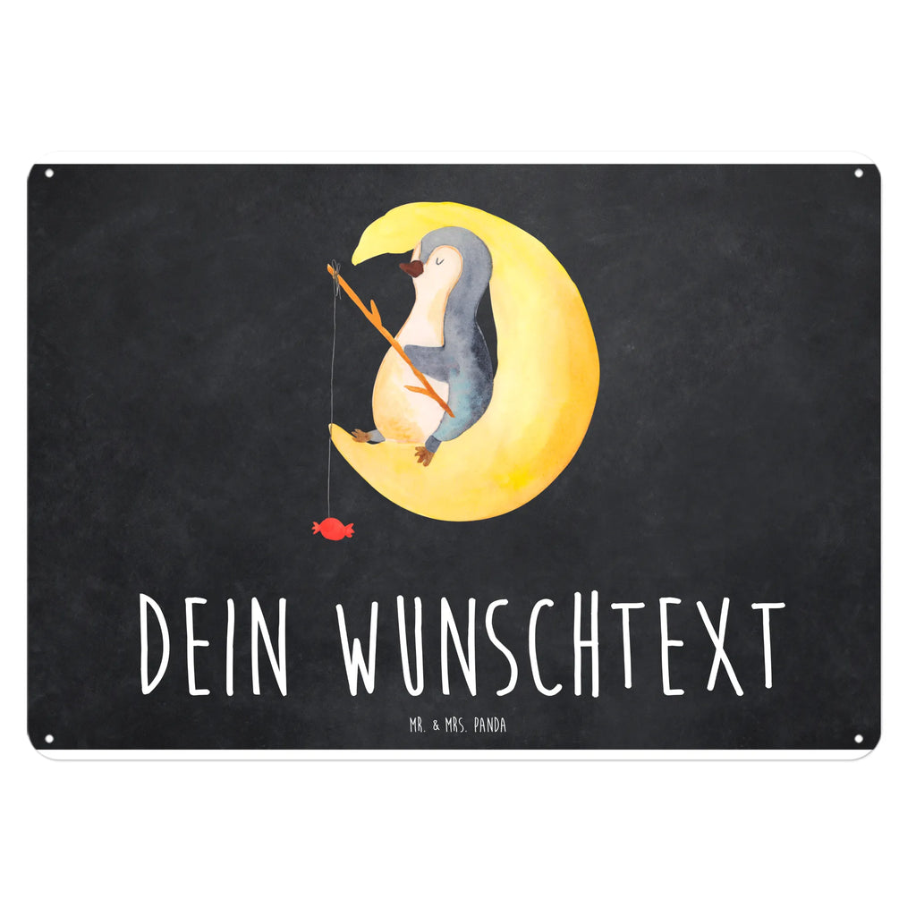 Personalisiertes Blechschild Pinguin Mond Blechschild, Metallschild, Geschenk Schild, Schild, Magnet-Metall-Schild, Deko Schild, Wandschild, Wand-Dekoration, Türschild, Pinguin, Pinguine, Spruch, schlafen, Nachtruhe, Einschlafen, Schlafzimmer, Schlafstörungen, Gästezimmer