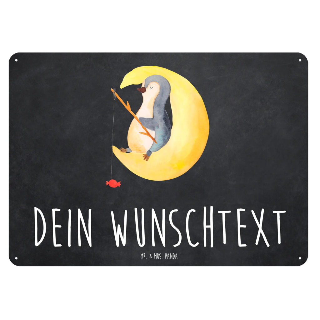 Personalisiertes Blechschild Pinguin Mond Blechschild, Metallschild, Geschenk Schild, Schild, Magnet-Metall-Schild, Deko Schild, Wandschild, Wand-Dekoration, Türschild, Pinguin, Pinguine, Spruch, schlafen, Nachtruhe, Einschlafen, Schlafzimmer, Schlafstörungen, Gästezimmer