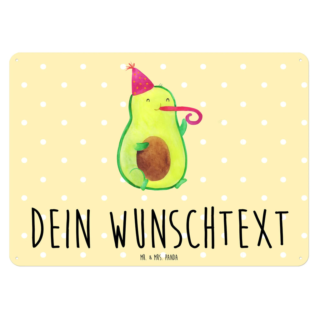 Personalisiertes Blechschild Avocado Feier Blechschild, Metallschild, Geschenk Schild, Schild, Magnet-Metall-Schild, Deko Schild, Wandschild, Wand-Dekoration, Türschild, Avocado, Veggie, Vegan, Gesund, Party, Feierlichkeit, Feier, Fete, Geburtstag, Gute Laune, Tröte