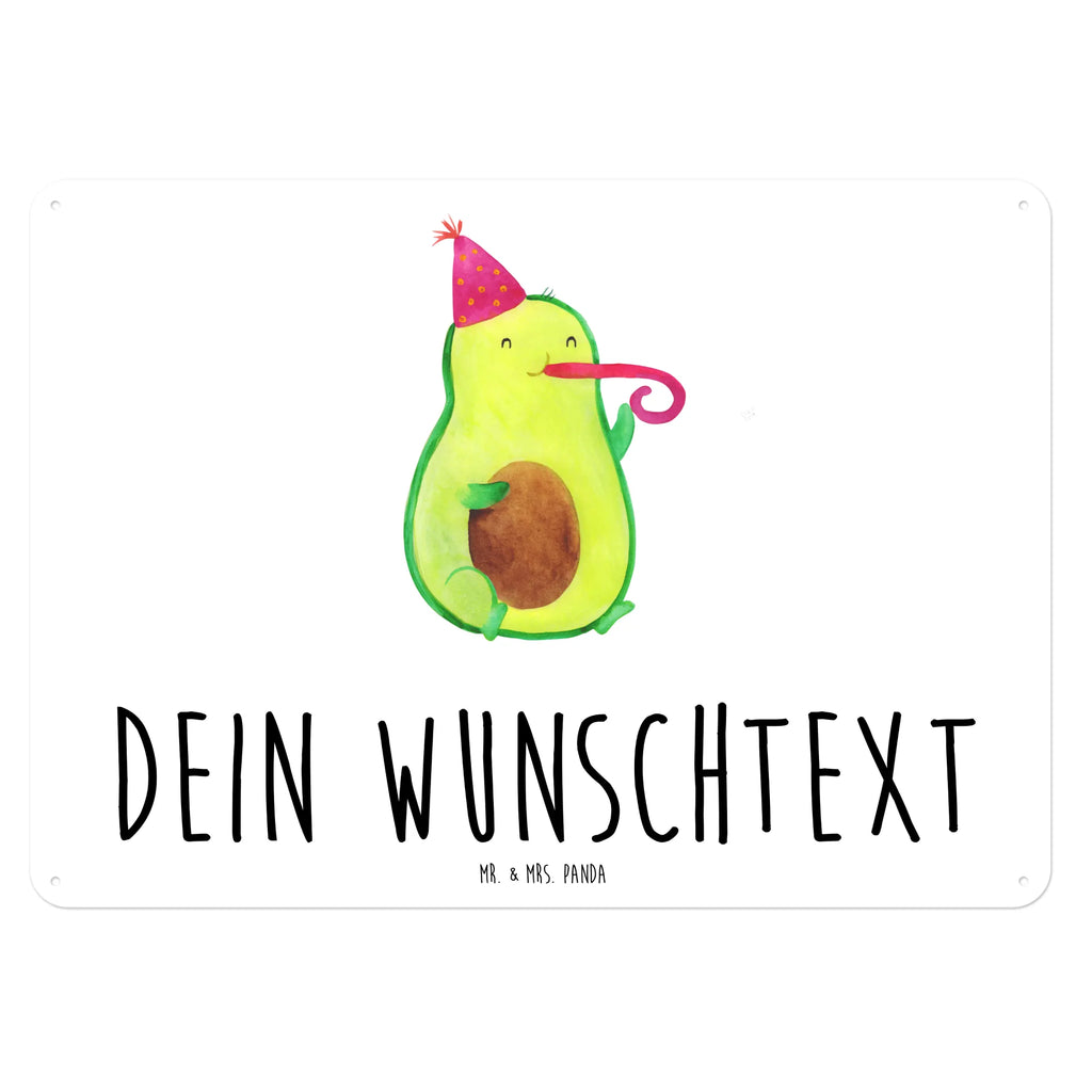 Personalisiertes Blechschild Avocado Feier Blechschild, Metallschild, Geschenk Schild, Schild, Magnet-Metall-Schild, Deko Schild, Wandschild, Wand-Dekoration, Türschild, Avocado, Veggie, Vegan, Gesund, Party, Feierlichkeit, Feier, Fete, Geburtstag, Gute Laune, Tröte