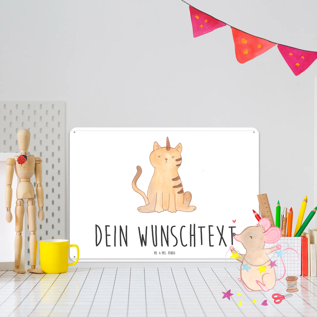 Personalisiertes Blechschild Einhorn Katze Blechschild, Metallschild, Geschenk Schild, Schild, Magnet-Metall-Schild, Deko Schild, Wandschild, Wand-Dekoration, Türschild, Einhorn, Einhörner, Einhorn Deko, Pegasus, Unicorn, Katzer, Mieze, Regenbogen, Glitzer, Einhornpower, Erwachsenwerden, Katze, Katzenhorn, Einhornkatze, Kittyhorn