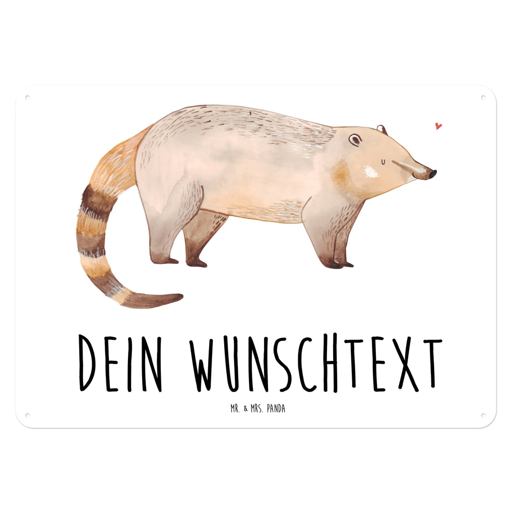 Personalisiertes Blechschild Nasenbär Blechschild, Metallschild, Geschenk Schild, Schild, Magnet-Metall-Schild, Deko Schild, Wandschild, Wand-Dekoration, Türschild, Tiermotive, Gute Laune, lustige Sprüche, Tiere, Nasenbär, Nasenbären, Rüsselbär, Bär