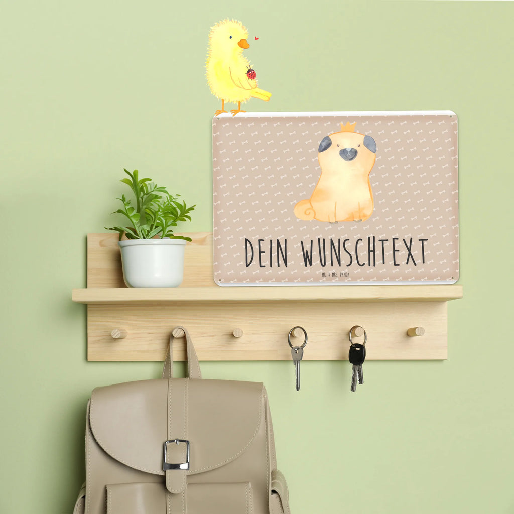 Personalisiertes Blechschild Mops Krone Blechschild, Metallschild, Geschenk Schild, Schild, Magnet-Metall-Schild, Deko Schild, Wandschild, Wand-Dekoration, Türschild, Hund, Hundemotiv, Haustier, Hunderasse, Tierliebhaber, Hundebesitzer, Sprüche, Mops, allergisch, kinderlos, Hausregel, Hundebesitzer. Spruch, lustig