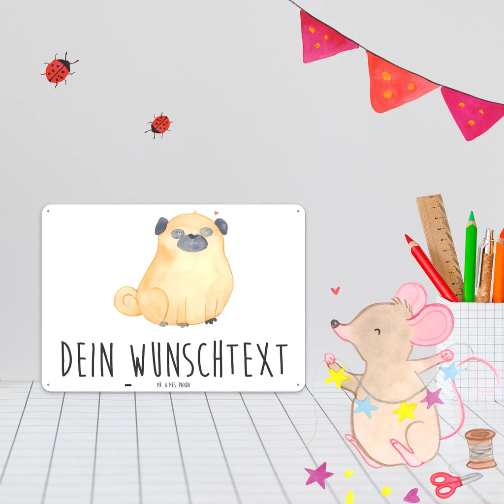 Personalisiertes Blechschild Mops Blechschild, Metallschild, Geschenk Schild, Schild, Magnet-Metall-Schild, Deko Schild, Wandschild, Wand-Dekoration, Türschild, Hund, Hundemotiv, Haustier, Hunderasse, Tierliebhaber, Hundebesitzer, Sprüche, Mops, Liebe, Hundeliebe