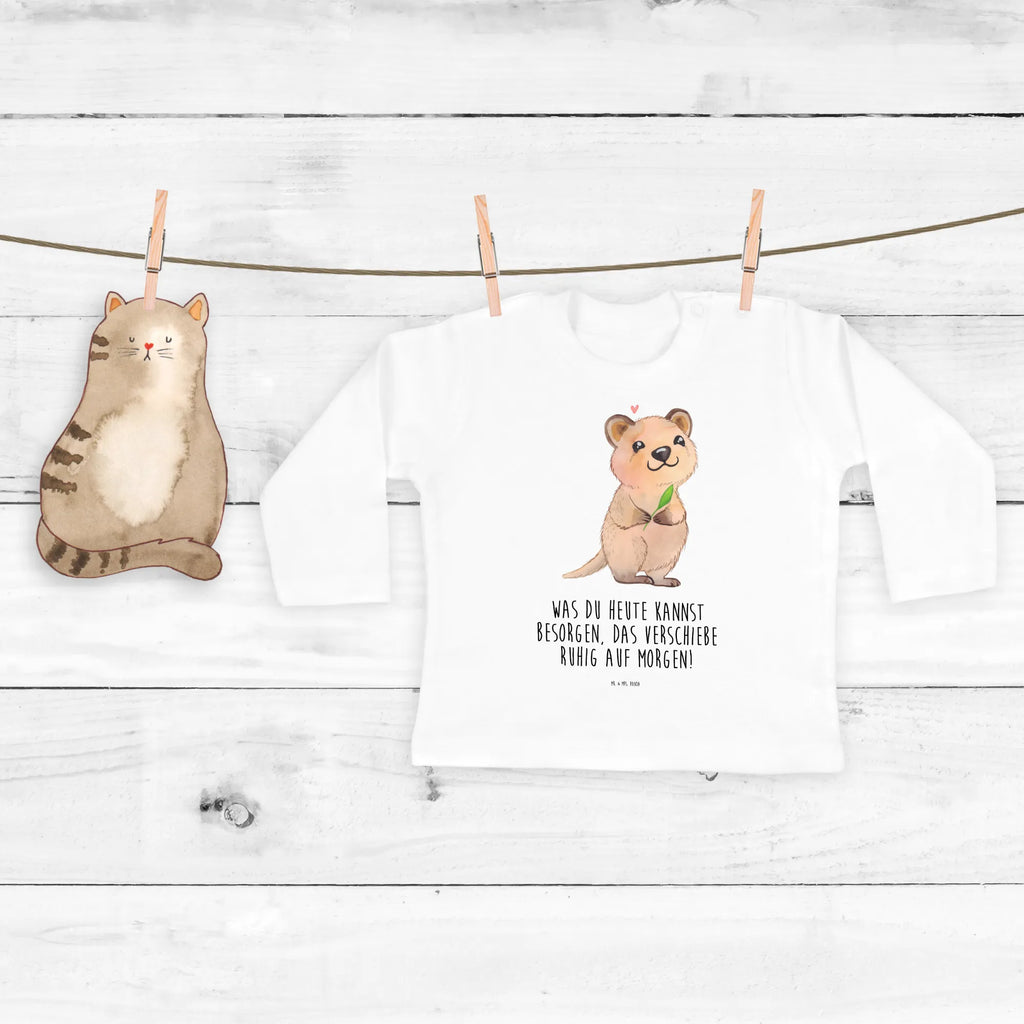 Baby Longsleeve Quokka Happy Mädchen, Jungen, Baby, Langarm, Bio, Kleidung, Tiermotive, Gute Laune, lustige Sprüche, Tiere, Quokka, Verschieben, Aufschieberitis, Lustiger Spruch, Niedliches Tier, Dinge erledigen