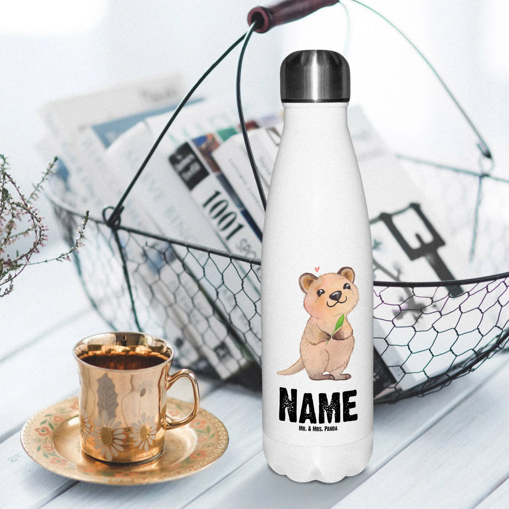 Personalisierte Thermosflasche Quokka Happy Personalisierte Isolierflasche, Personalisierte Thermoflasche, Personalisierte Trinkflasche, Trinkflasche Mit Namen, Wunschname, Bedrucken, Namensflasche, Tiermotive, Gute Laune, lustige Sprüche, Tiere, Quokka, Verschieben, Aufschieberitis, Lustiger Spruch, Niedliches Tier, Dinge erledigen