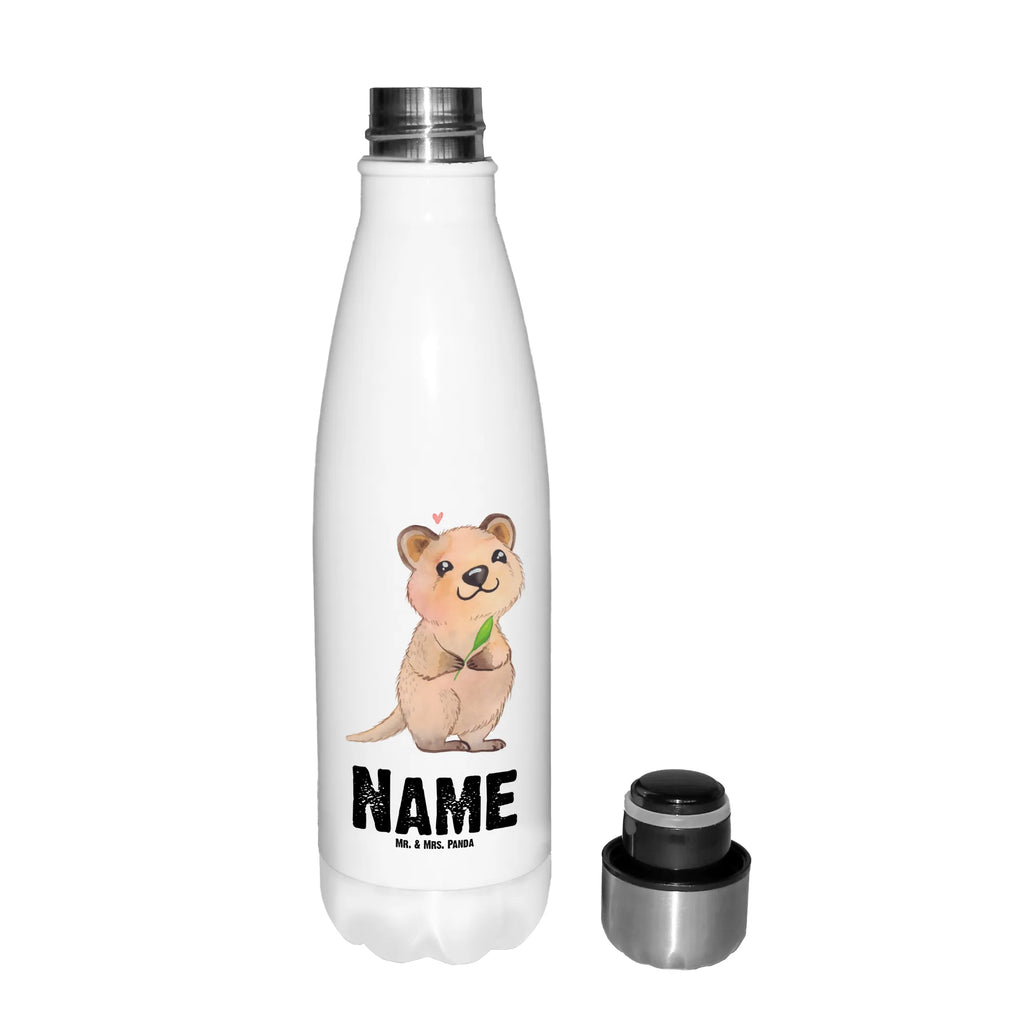 Personalisierte Thermosflasche Quokka Happy Personalisierte Isolierflasche, Personalisierte Thermoflasche, Personalisierte Trinkflasche, Trinkflasche Mit Namen, Wunschname, Bedrucken, Namensflasche, Tiermotive, Gute Laune, lustige Sprüche, Tiere, Quokka, Verschieben, Aufschieberitis, Lustiger Spruch, Niedliches Tier, Dinge erledigen