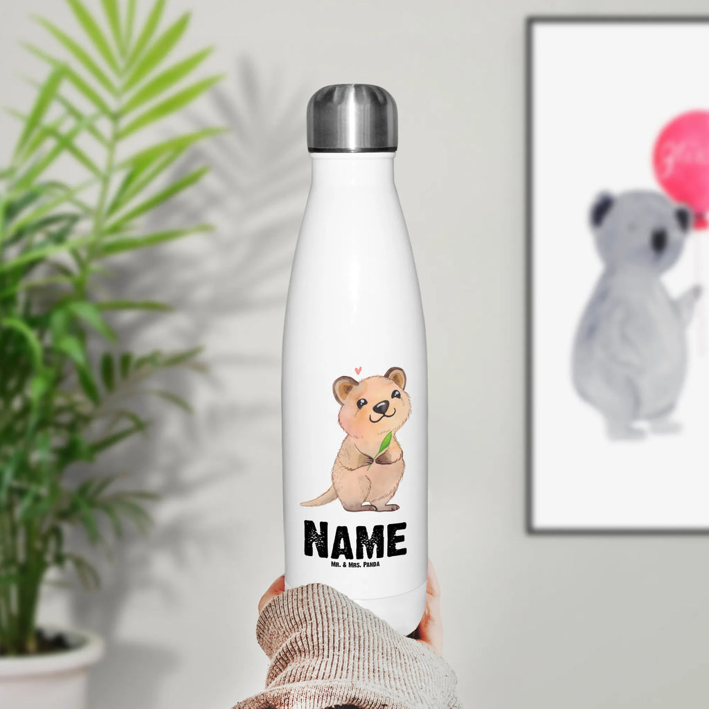 Personalisierte Thermosflasche Quokka Happy Personalisierte Isolierflasche, Personalisierte Thermoflasche, Personalisierte Trinkflasche, Trinkflasche Mit Namen, Wunschname, Bedrucken, Namensflasche, Tiermotive, Gute Laune, lustige Sprüche, Tiere, Quokka, Verschieben, Aufschieberitis, Lustiger Spruch, Niedliches Tier, Dinge erledigen