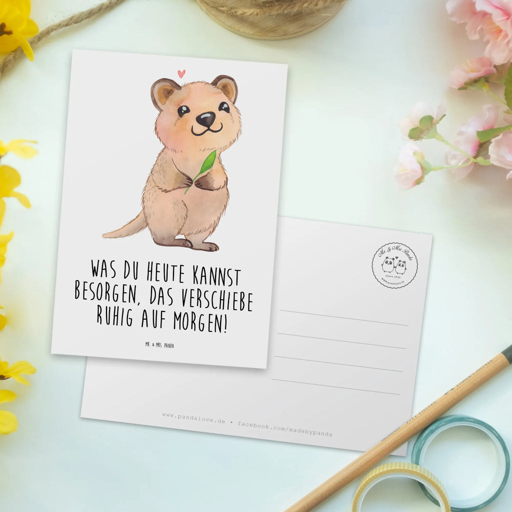 Postkarte Quokka Happy Postkarte, Karte, Geschenkkarte, Grußkarte, Einladung, Ansichtskarte, Geburtstagskarte, Einladungskarte, Dankeskarte, Ansichtskarten, Einladung Geburtstag, Einladungskarten Geburtstag, Tiermotive, Gute Laune, lustige Sprüche, Tiere, Quokka, Verschieben, Aufschieberitis, Lustiger Spruch, Niedliches Tier, Dinge erledigen