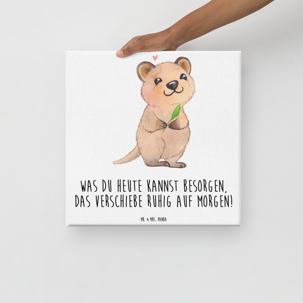 Leinwand Bild Quokka Happy Leinwand, Bild, Kunstdruck, Wanddeko, Dekoration, Tiermotive, Gute Laune, lustige Sprüche, Tiere, Quokka, Verschieben, Aufschieberitis, Lustiger Spruch, Niedliches Tier, Dinge erledigen