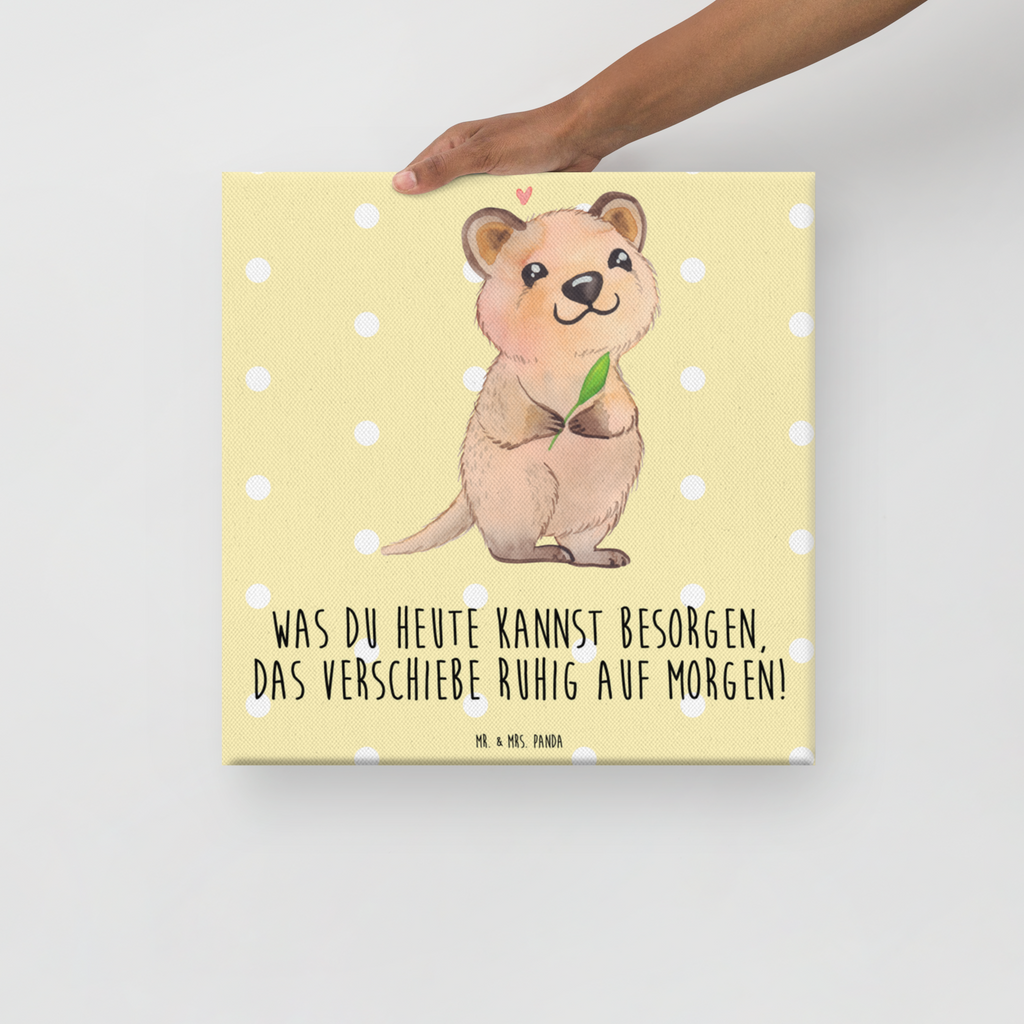 Leinwand Bild Quokka Happy Leinwand, Bild, Kunstdruck, Wanddeko, Dekoration, Tiermotive, Gute Laune, lustige Sprüche, Tiere, Quokka, Verschieben, Aufschieberitis, Lustiger Spruch, Niedliches Tier, Dinge erledigen