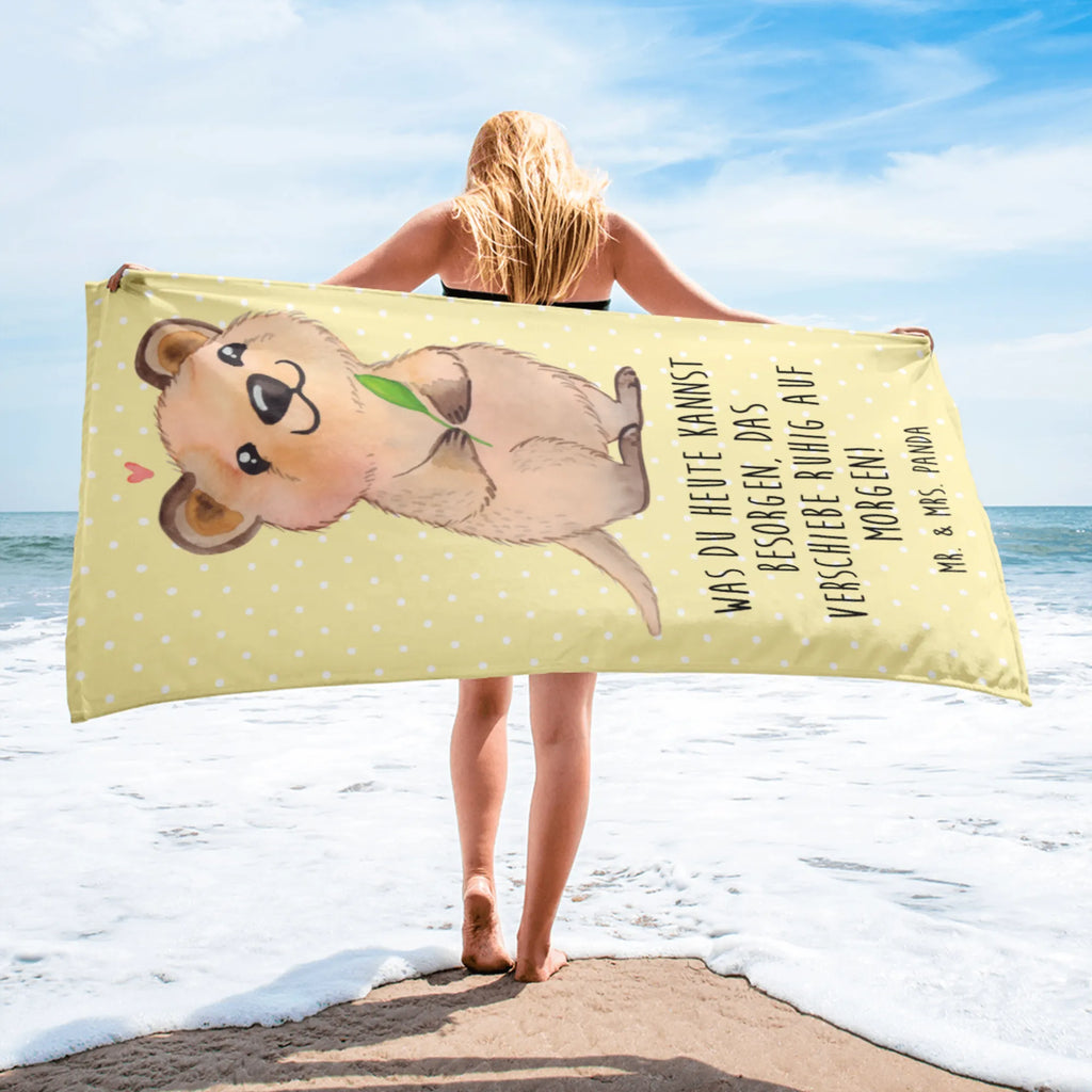 XL Badehandtuch Quokka Happy Handtuch, Badetuch, Duschtuch, Strandtuch, Saunatuch, Tiermotive, Gute Laune, lustige Sprüche, Tiere, Quokka, Verschieben, Aufschieberitis, Lustiger Spruch, Niedliches Tier, Dinge erledigen