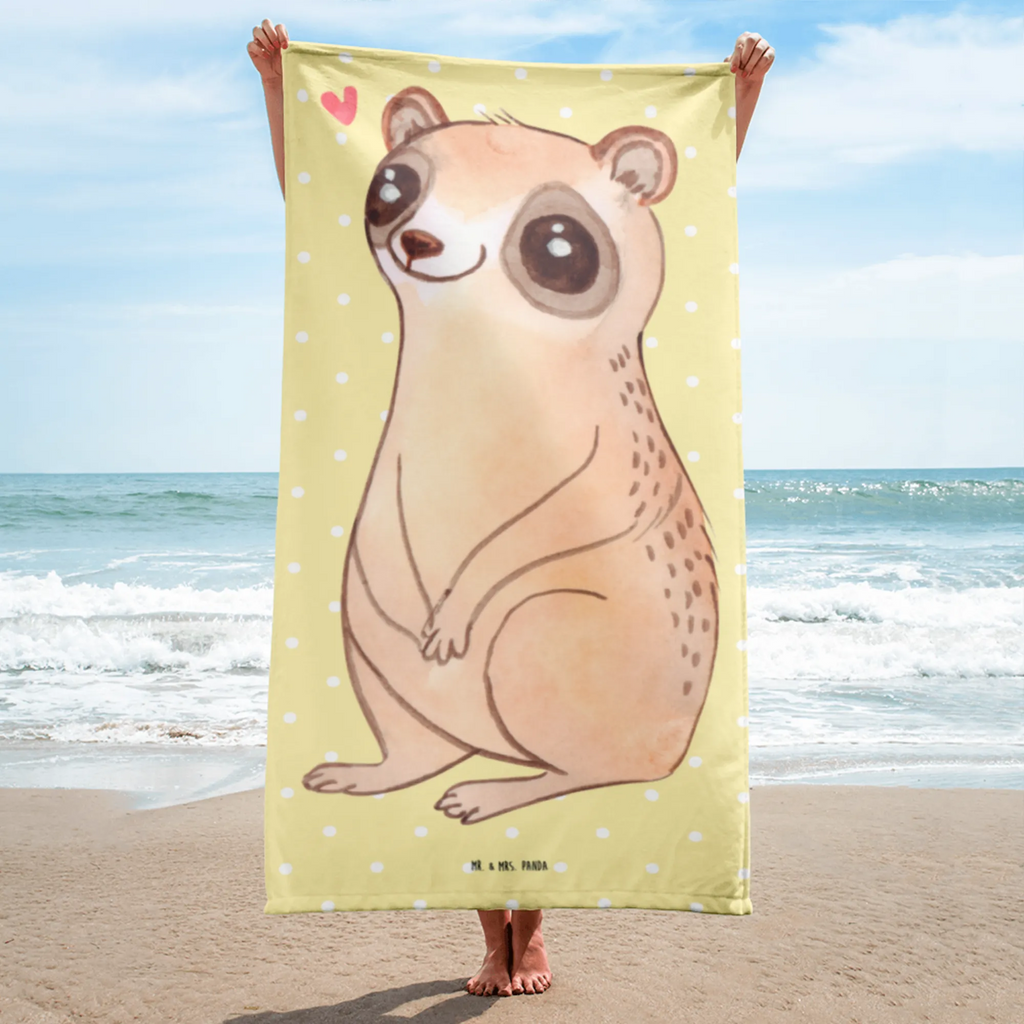 XL bath towel Slow loris Happy Handtuch, Badetuch, Duschtuch, Strandtuch, Saunatuch, Tiermotive, Gute Laune, lustige Sprüche, Tiere, Plumplori, Niedlich, Glück