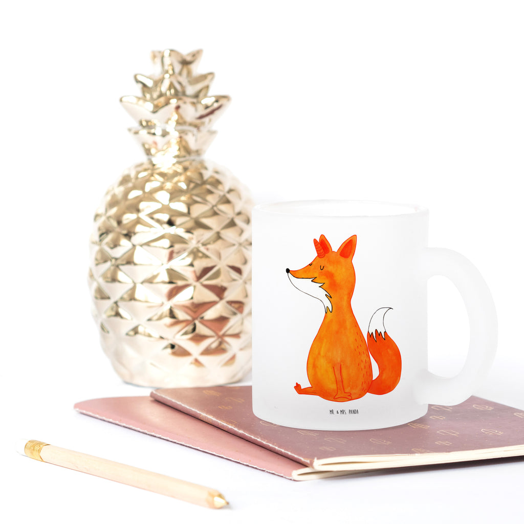 Teetasse Fuchshörnchen Wunsch Teetasse, Teeglas, Teebecher, Tasse mit Henkel, Tasse, Glas Teetasse, Teetasse aus Glas, Einhorn, Einhörner, Einhorn Deko, Pegasus, Unicorn, Fuchs, Unicorns, Fuchshörnchen, Fuchshorn, Foxycorn, Füchse