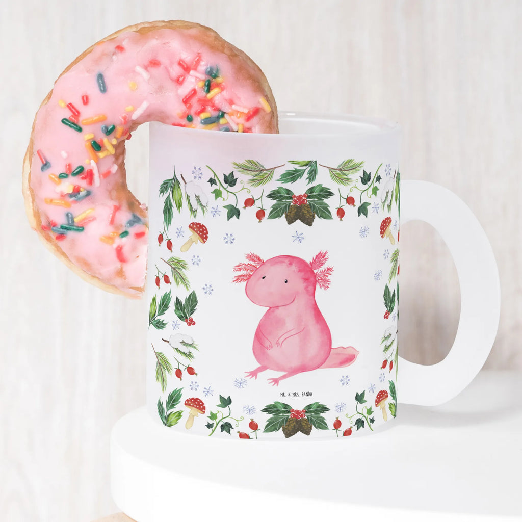 Teetasse Axolotl Glücklich Teetasse, Teeglas, Teebecher, Tasse mit Henkel, Tasse, Glas Teetasse, Teetasse aus Glas, Winter, Weihnachten, Weihnachtsdeko, Nikolaus, Advent, Heiligabend, Wintermotiv