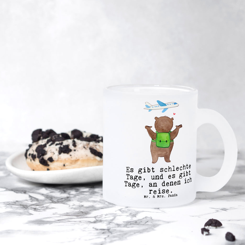 Teetasse Bär Reisen Tage Teetasse, Teeglas, Teebecher, Tasse mit Henkel, Tasse, Glas Teetasse, Teetasse aus Glas, Geschenk, Sport, Sportart, Hobby, Schenken, Danke, Dankeschön, Auszeichnung, Gewinn, Sportler, Reisen, Weltreise, Urlaub, Urlaube, Auslandsjahr, Austauschjahr, Schüleraustausch, Reisegruppe, Reiseveranstalter, Reisebüro