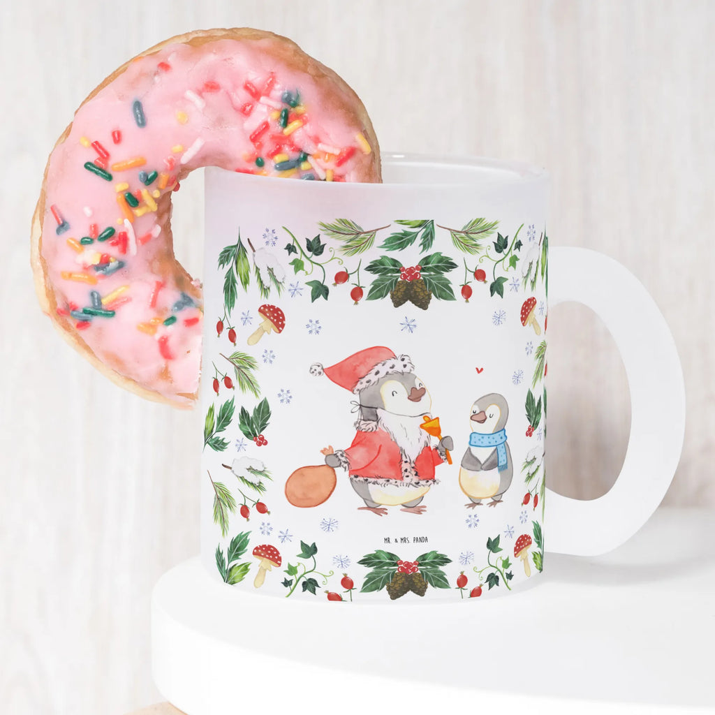 Teetasse Pinguin Wunschliste Teetasse, Teeglas, Teebecher, Tasse mit Henkel, Tasse, Glas Teetasse, Teetasse aus Glas, Winter, Weihnachten, Weihnachtsdeko, Nikolaus, Advent, Heiligabend, Wintermotiv