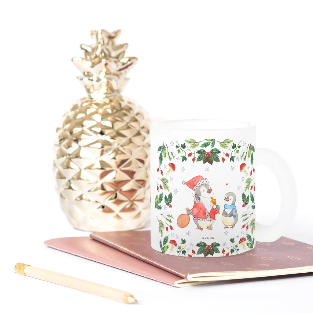 Teetasse Pinguin Wunschliste Teetasse, Teeglas, Teebecher, Tasse mit Henkel, Tasse, Glas Teetasse, Teetasse aus Glas, Winter, Weihnachten, Weihnachtsdeko, Nikolaus, Advent, Heiligabend, Wintermotiv