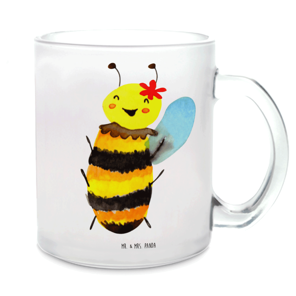 Teetasse Biene Happy Teetasse, Teeglas, Teebecher, Tasse mit Henkel, Tasse, Glas Teetasse, Teetasse aus Glas, Biene, Wespe, Hummel