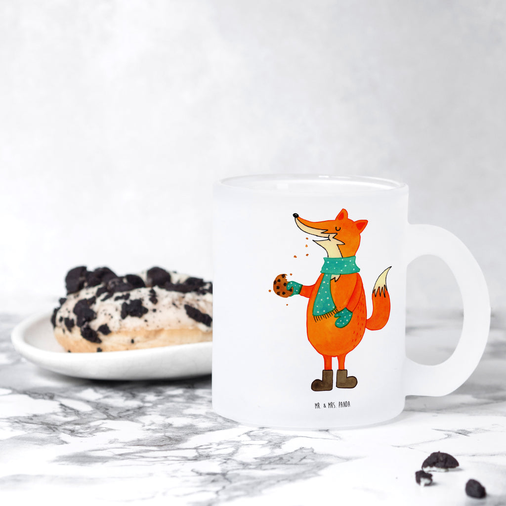 Teetasse Fuchs Keksdose Teetasse, Teeglas, Teebecher, Tasse mit Henkel, Tasse, Glas Teetasse, Teetasse aus Glas, Winter, Weihnachten, Weihnachtsdeko, Nikolaus, Advent, Heiligabend, Wintermotiv