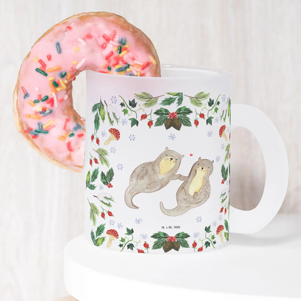 Teetasse Otter Glühweinstand Teetasse, Teeglas, Teebecher, Tasse mit Henkel, Tasse, Glas Teetasse, Teetasse aus Glas, Winter, Weihnachten, Weihnachtsdeko, Nikolaus, Advent, Heiligabend, Wintermotiv