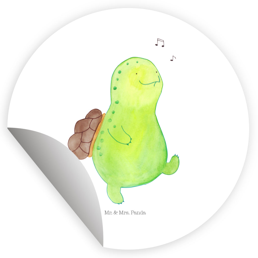 Rund Aufkleber Schildkröte pfeift Sticker, Aufkleber, Etikett, Schildkröte, Schildi, Schildkröten, fröhlich, Glück, Motivation, Lebensfreude, Depression, Trennung, Neuanfang