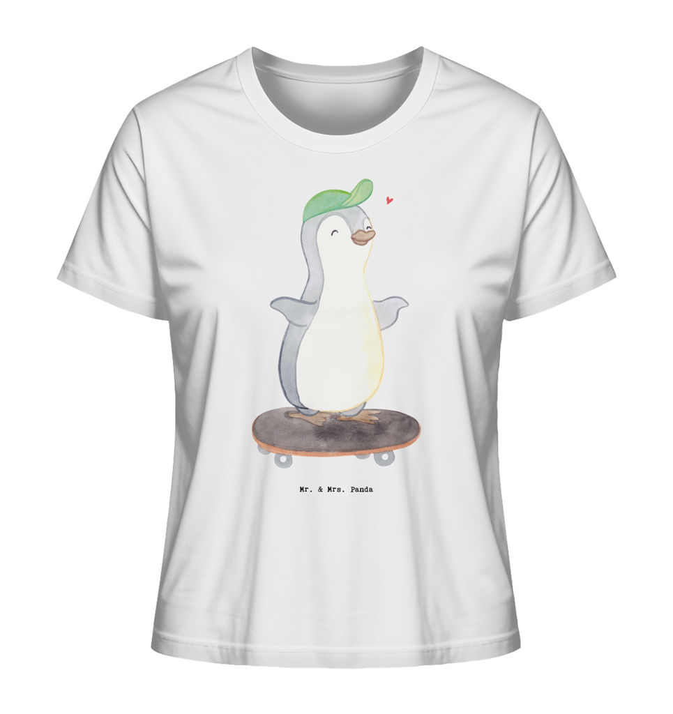 Shirt Damen Pinguin Skateboarden T-Shirt, Shirt, Tshirt, Lustiges T-Shirt, T-Shirt mit Spruch, Party, Junggesellenabschied, Jubiläum, Geburstag, Herrn, Damen, Männer, Frauen, Schlafshirt, Nachthemd, Sprüche, Geschenk, Sport, Sportart, Hobby, Schenken, Danke, Dankeschön, Auszeichnung, Gewinn, Sportler, Skateboarden, Skateboard fahren, Skaten, Skateboard, Skateplatz