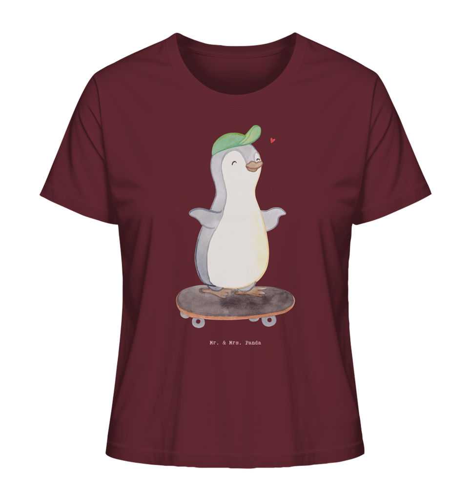 Shirt Damen Pinguin Skateboarden T-Shirt, Shirt, Tshirt, Lustiges T-Shirt, T-Shirt mit Spruch, Party, Junggesellenabschied, Jubiläum, Geburstag, Herrn, Damen, Männer, Frauen, Schlafshirt, Nachthemd, Sprüche, Geschenk, Sport, Sportart, Hobby, Schenken, Danke, Dankeschön, Auszeichnung, Gewinn, Sportler, Skateboarden, Skateboard fahren, Skaten, Skateboard, Skateplatz