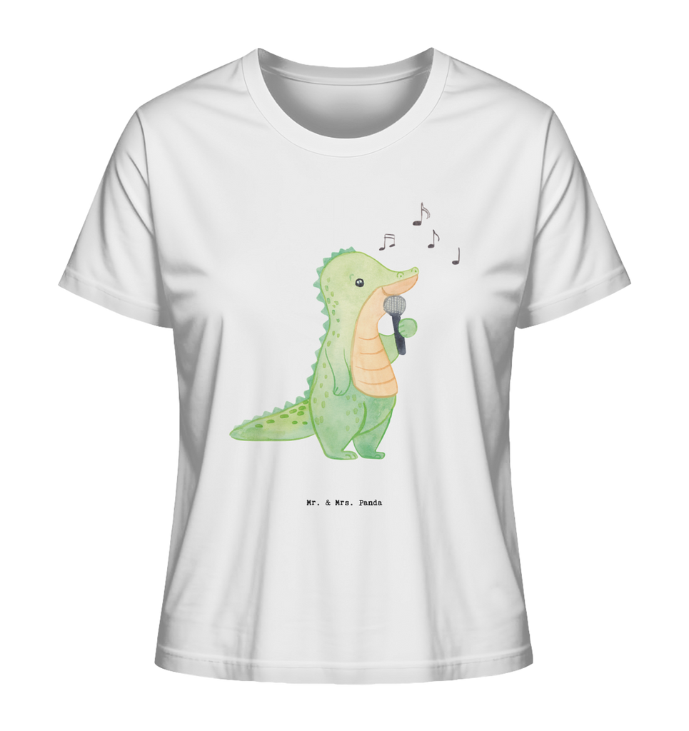 Shirt Damen Krokodil Singen T-Shirt, Shirt, Tshirt, Lustiges T-Shirt, T-Shirt mit Spruch, Party, Junggesellenabschied, Jubiläum, Geburstag, Herrn, Damen, Männer, Frauen, Schlafshirt, Nachthemd, Sprüche, Geschenk, Sport, Sportart, Hobby, Schenken, Danke, Dankeschön, Auszeichnung, Gewinn, Sportler, Singen, Band, Live Auftritt, Gesang, Hobbysänger