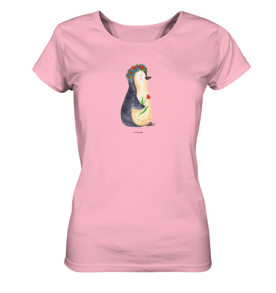 Shirt Damen Pinguin Blumen T-Shirt, Shirt, Tshirt, Lustiges T-Shirt, T-Shirt mit Spruch, Party, Junggesellenabschied, Jubiläum, Geburstag, Herrn, Damen, Männer, Frauen, Schlafshirt, Nachthemd, Sprüche, Pinguin, Pinguine, Blumenkranz, Universum, Leben, Wünsche, Ziele, Lebensziele, Motivation, Lebenslust, Liebeskummer, Geschenkidee